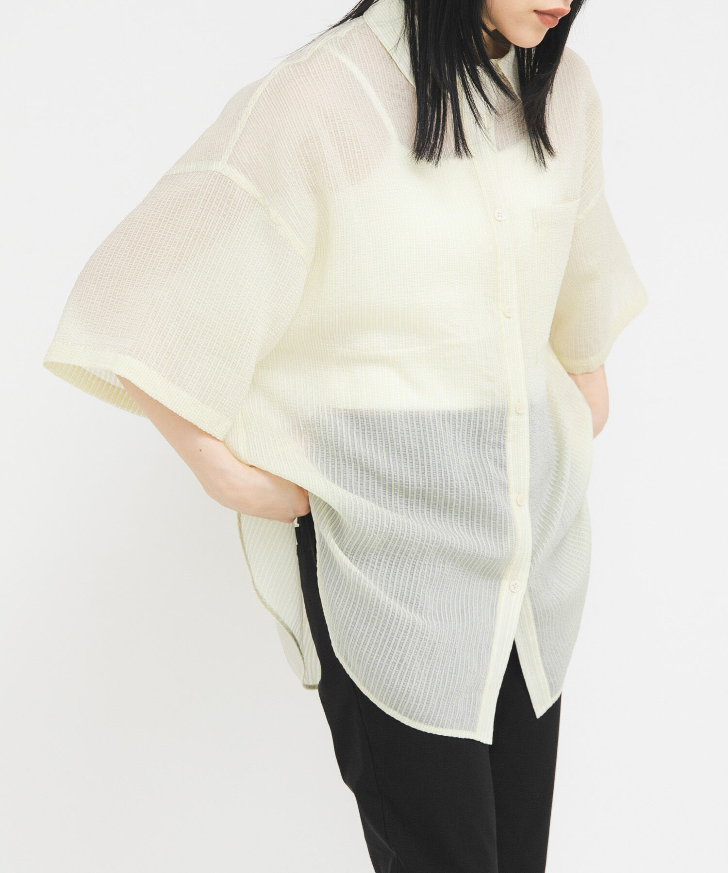  「シアーストライプBIGシャツ」|シャツ・ブラウス|イエロー系その他