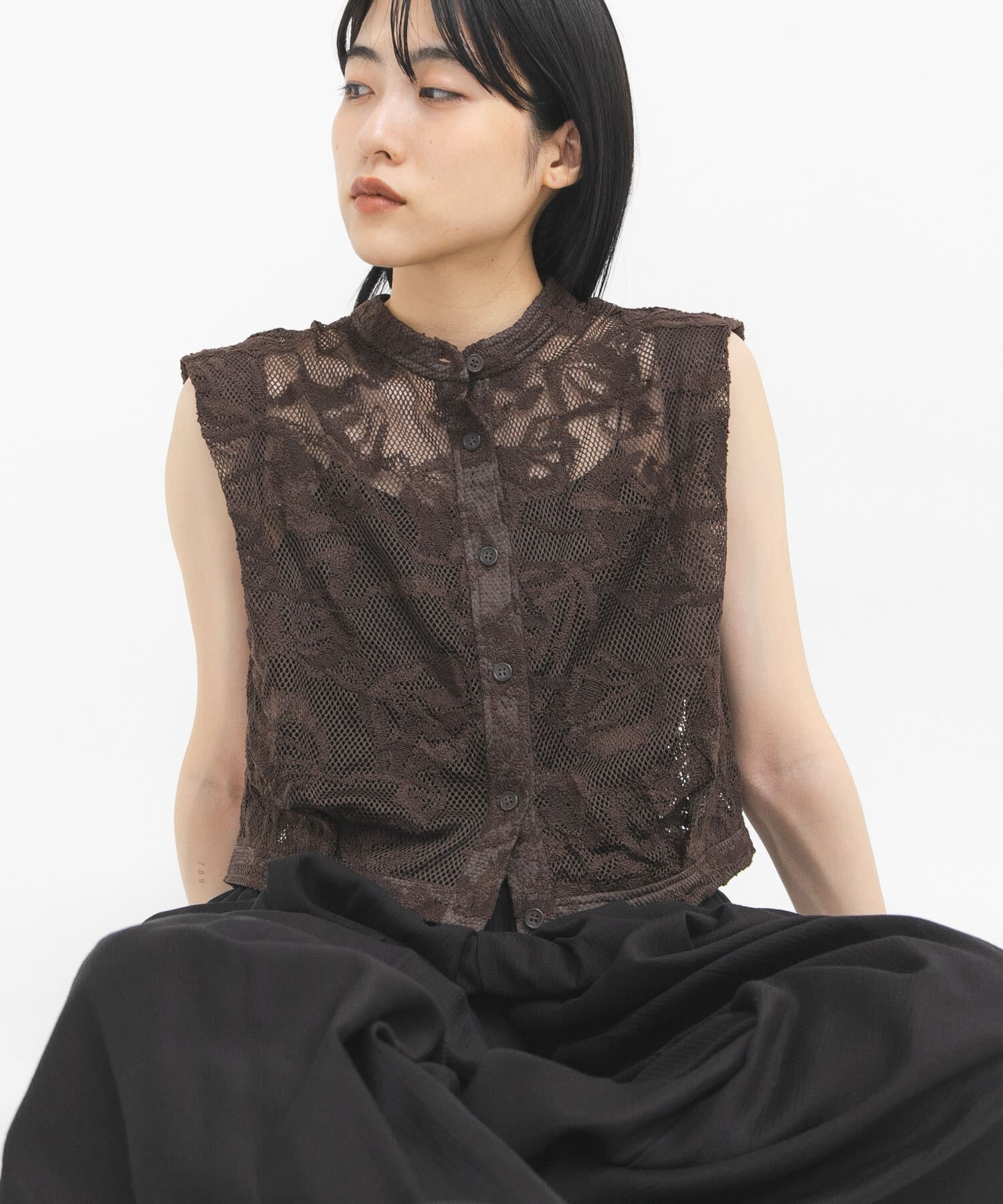  「バテンレースコンパクトシャツ」|シャツ・ブラウス|ブラウン