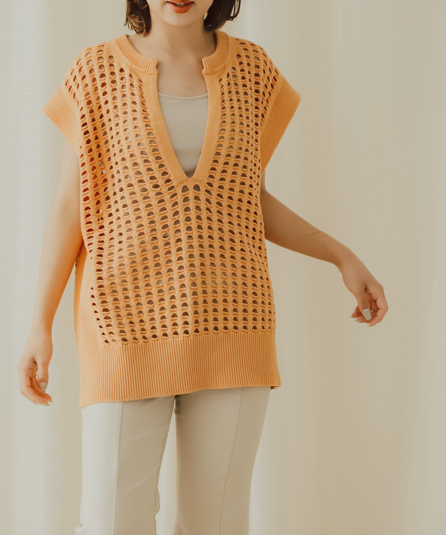 SENSE OF PLACE by URBAN RESEARCH「ホールメッシュキーネックニットベスト」|ベスト・ジレ|