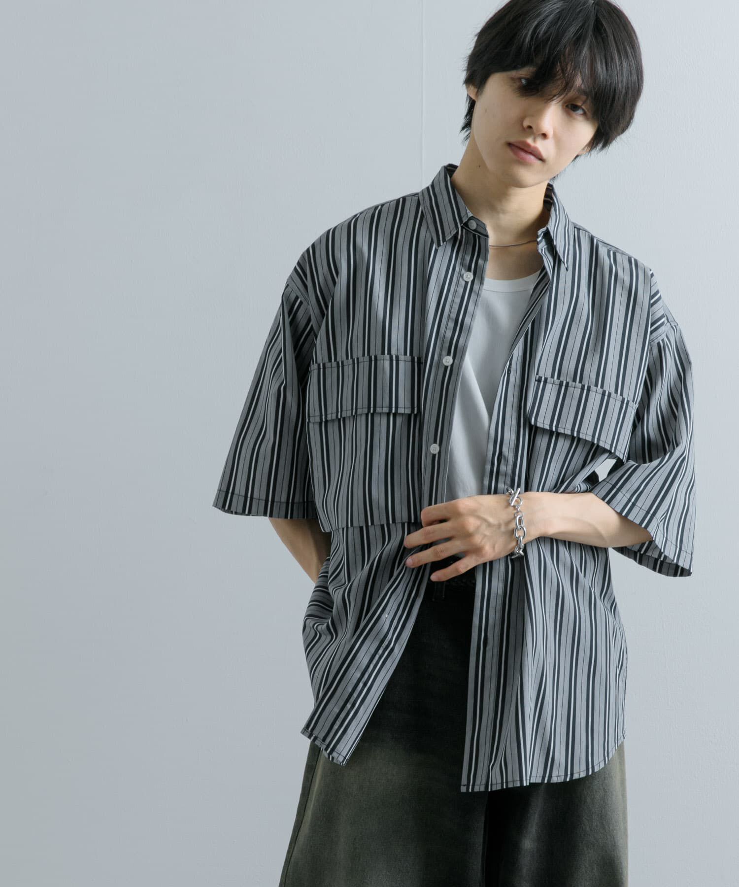 SENSE OF PLACE by URBAN RESEARCH「ストライプCPOルーズシャツ(5分袖)」|シャツ・ブラウス|その他1