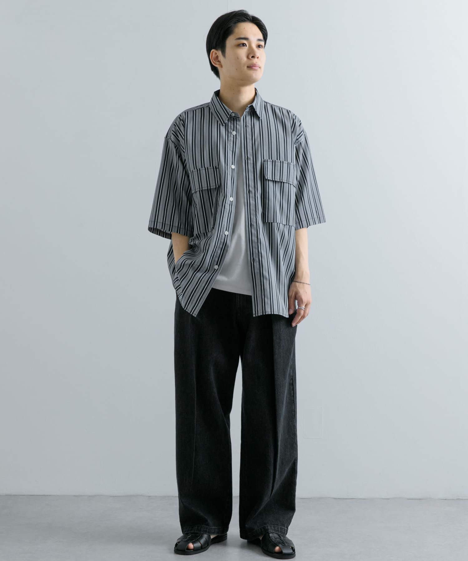 SENSE OF PLACE by URBAN RESEARCH「ストライプCPOルーズシャツ(5分袖)」|シャツ・ブラウス|