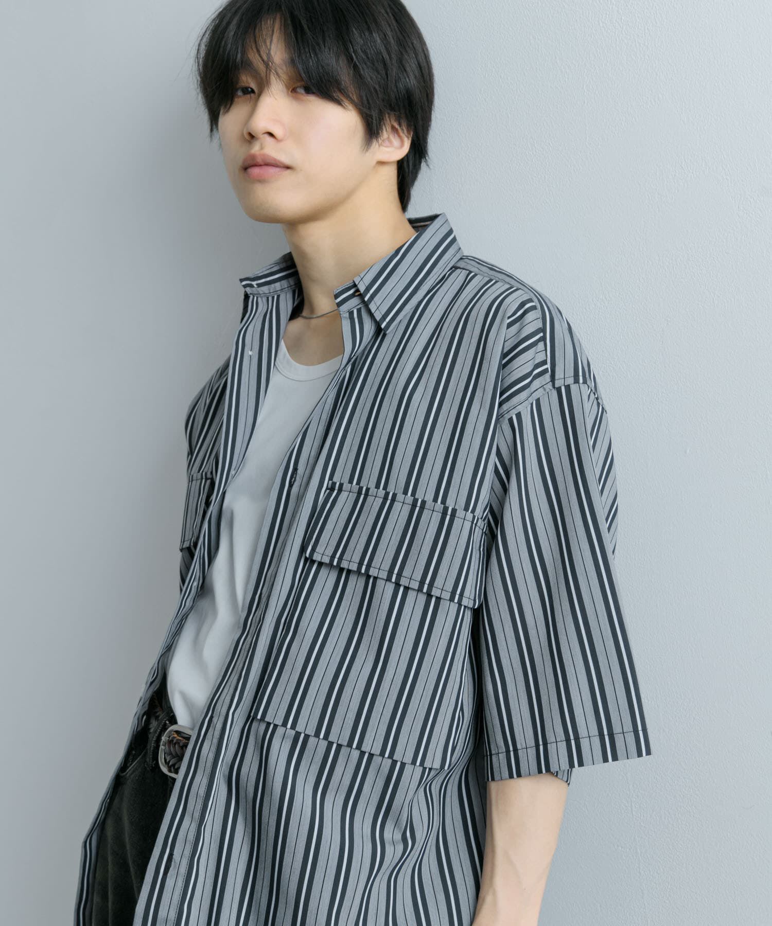 SENSE OF PLACE by URBAN RESEARCH「ストライプCPOルーズシャツ(5分袖)」|シャツ・ブラウス|