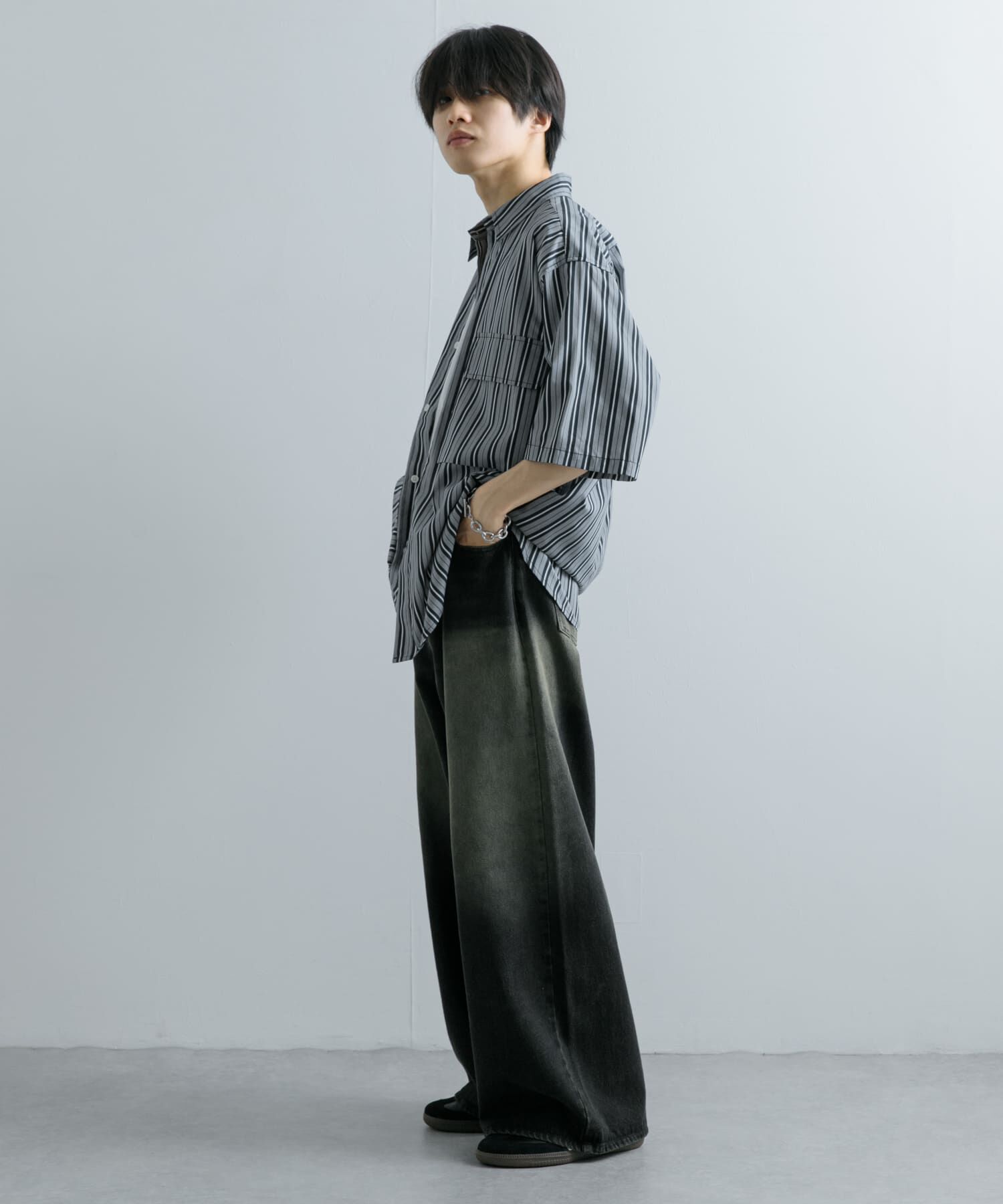 SENSE OF PLACE by URBAN RESEARCH「ストライプCPOルーズシャツ(5分袖)」|シャツ・ブラウス|