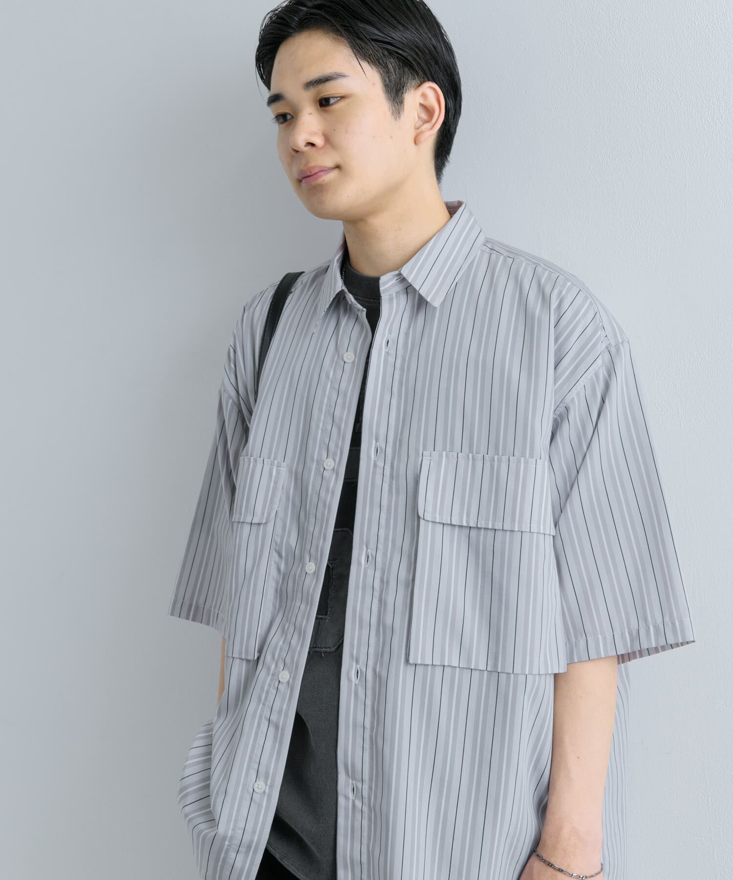 SENSE OF PLACE by URBAN RESEARCH「ストライプCPOルーズシャツ(5分袖)」|シャツ・ブラウス|