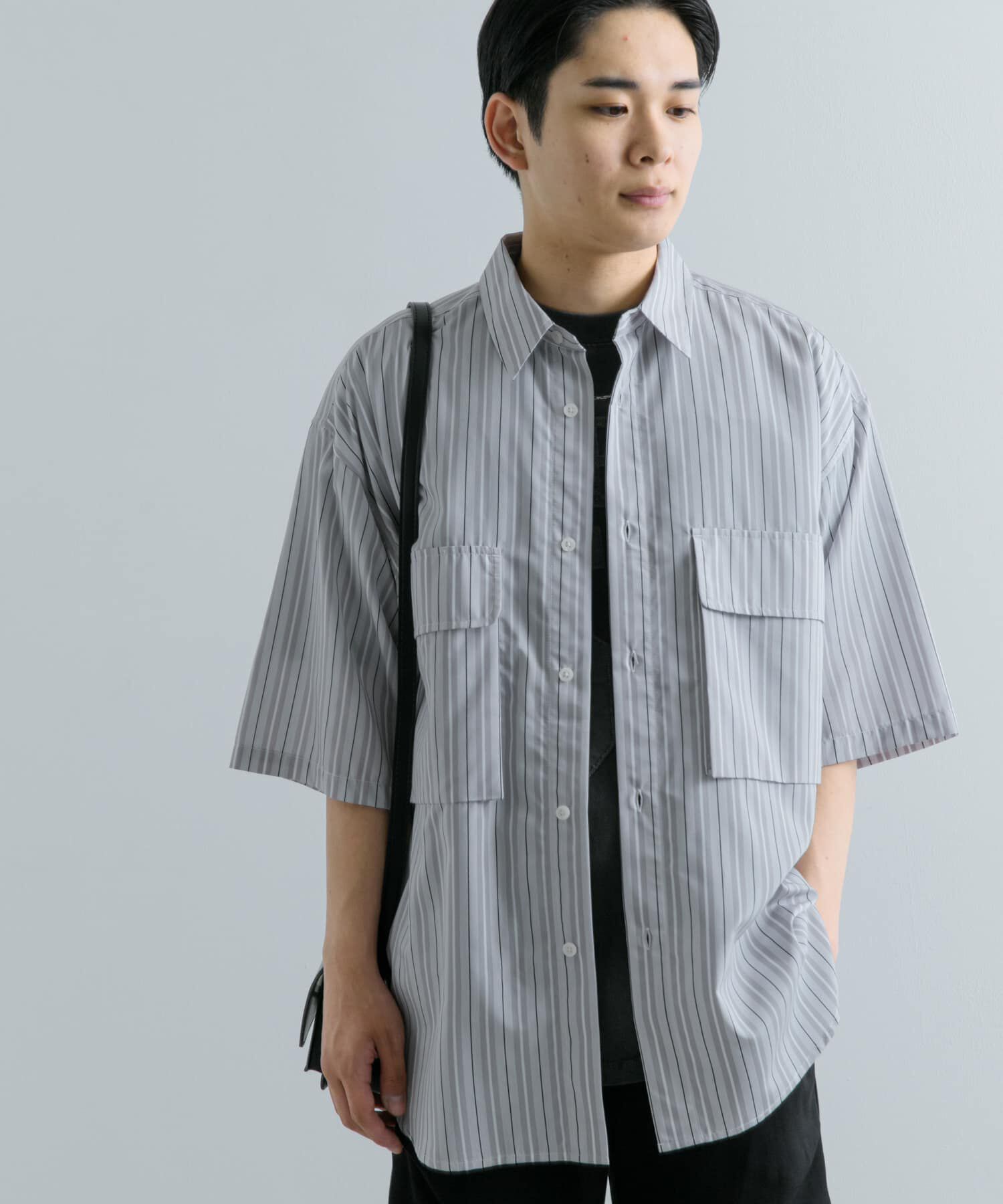 SENSE OF PLACE by URBAN RESEARCH「ストライプCPOルーズシャツ(5分袖)」|シャツ・ブラウス|