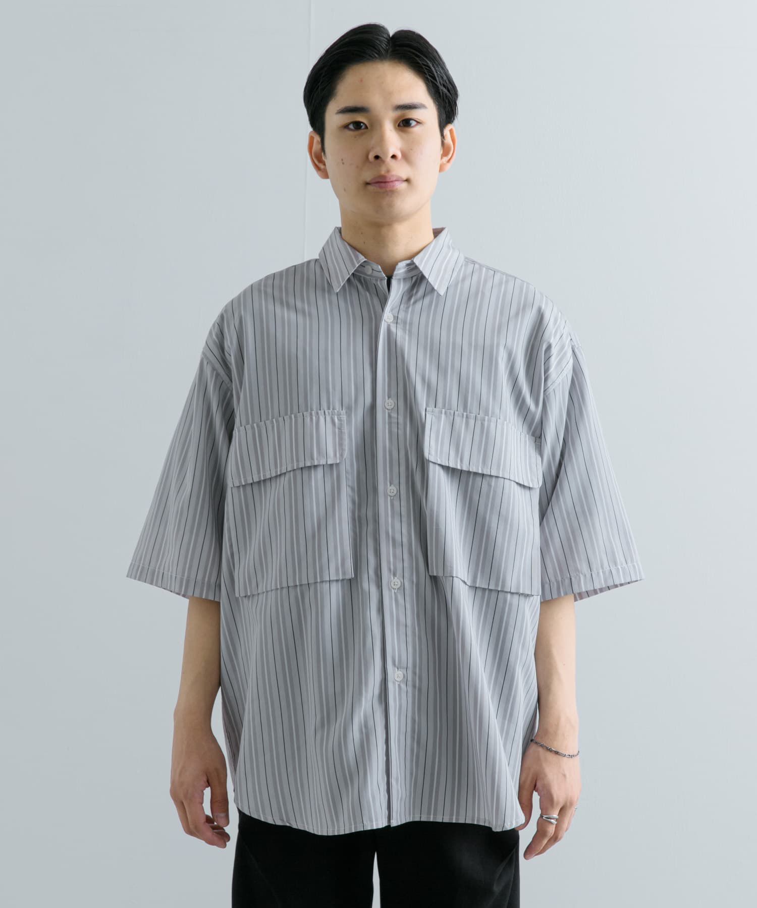 SENSE OF PLACE by URBAN RESEARCH「ストライプCPOルーズシャツ(5分袖)」|シャツ・ブラウス|