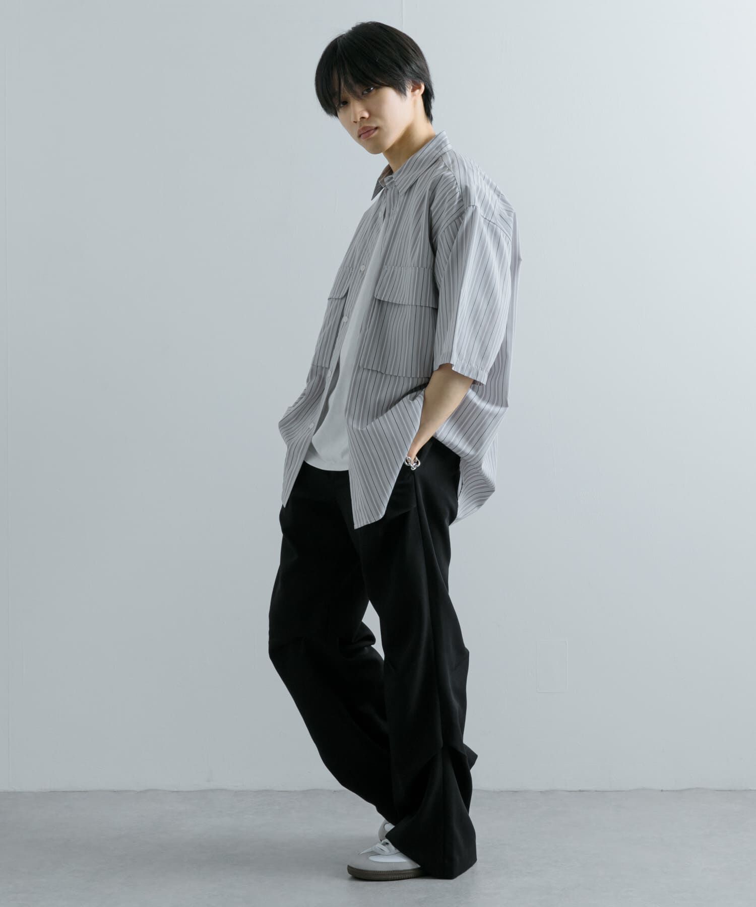 SENSE OF PLACE by URBAN RESEARCH「ストライプCPOルーズシャツ(5分袖)」|シャツ・ブラウス|