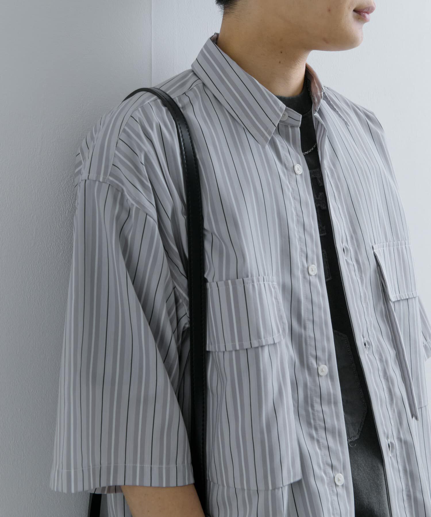 SENSE OF PLACE by URBAN RESEARCH「ストライプCPOルーズシャツ(5分袖)」|シャツ・ブラウス|