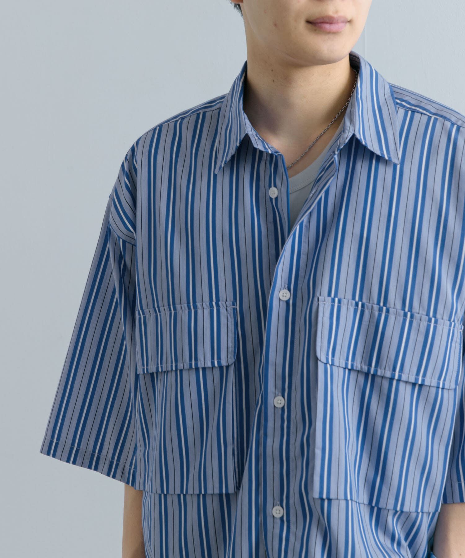 SENSE OF PLACE by URBAN RESEARCH「ストライプCPOルーズシャツ(5分袖)」|シャツ・ブラウス|