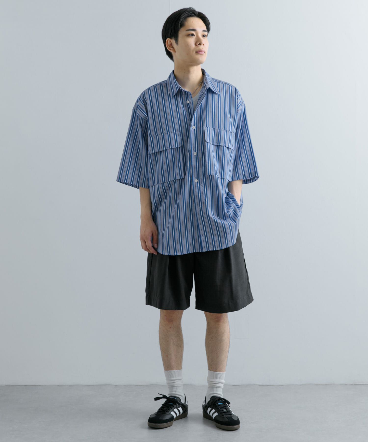 SENSE OF PLACE by URBAN RESEARCH「ストライプCPOルーズシャツ(5分袖)」|シャツ・ブラウス|