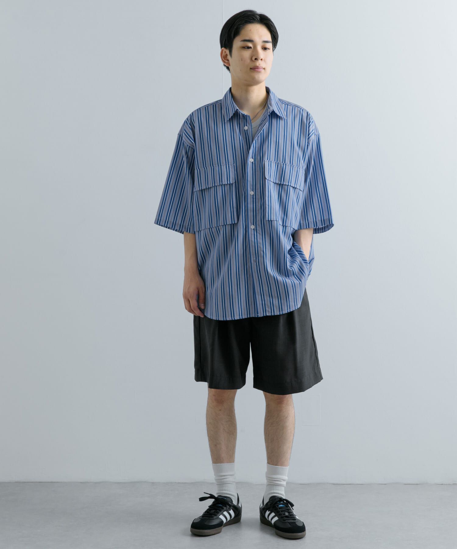 SENSE OF PLACE by URBAN RESEARCH「ストライプCPOルーズシャツ(5分袖)」|シャツ・ブラウス|