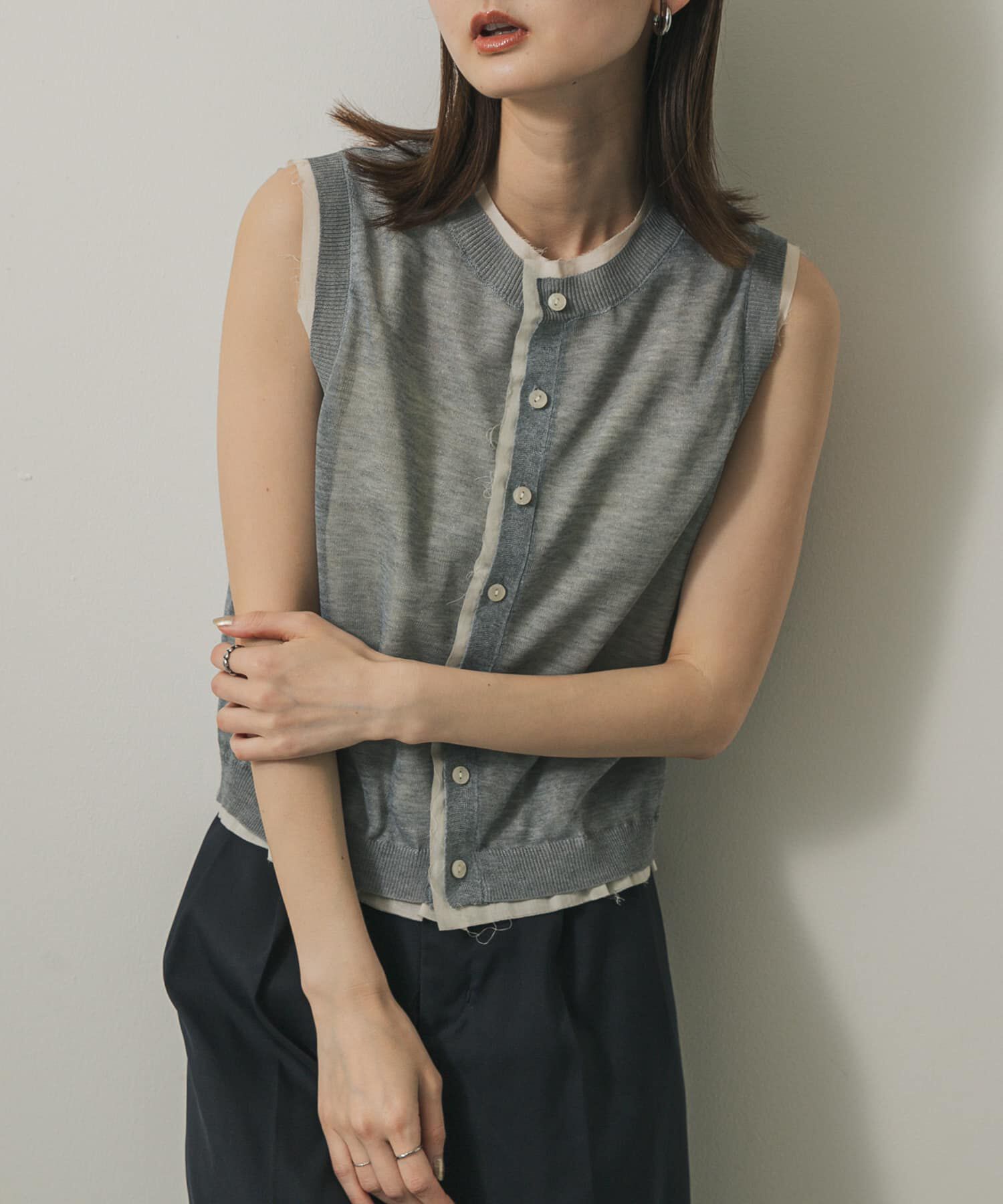 SENSE OF PLACE by URBAN RESEARCH「カットオフレイヤードセーター」|ニット・セーター|グレー