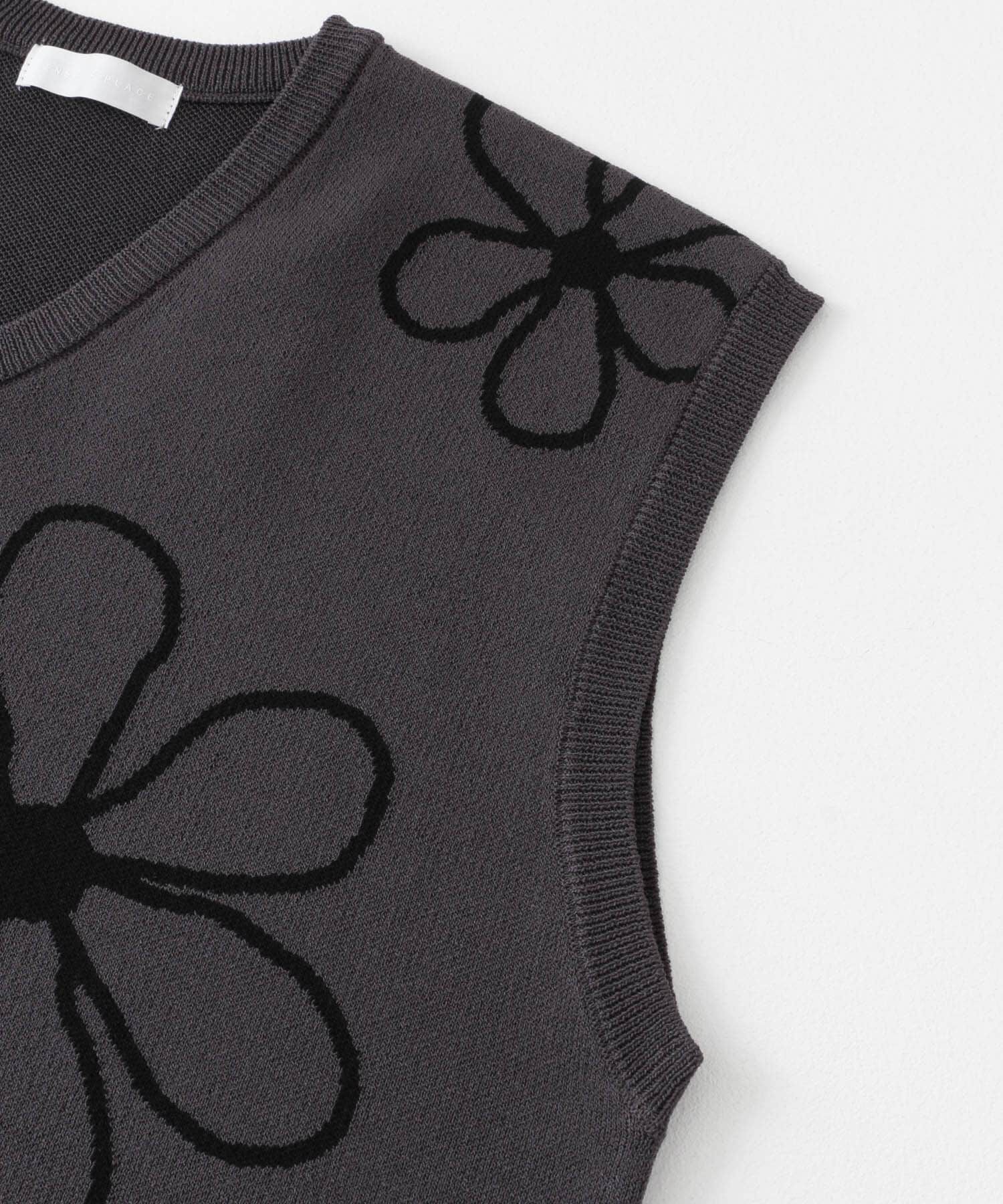 SENSE OF PLACE by URBAN RESEARCH「ポップアートフラワーニットベスト」|ベスト・ジレ|