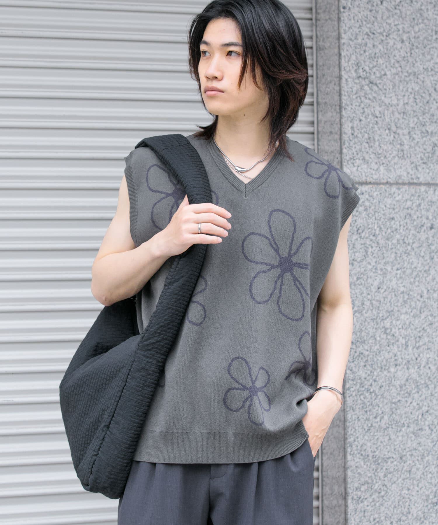 SENSE OF PLACE by URBAN RESEARCH「ポップアートフラワーニットベスト」|ベスト・ジレ|