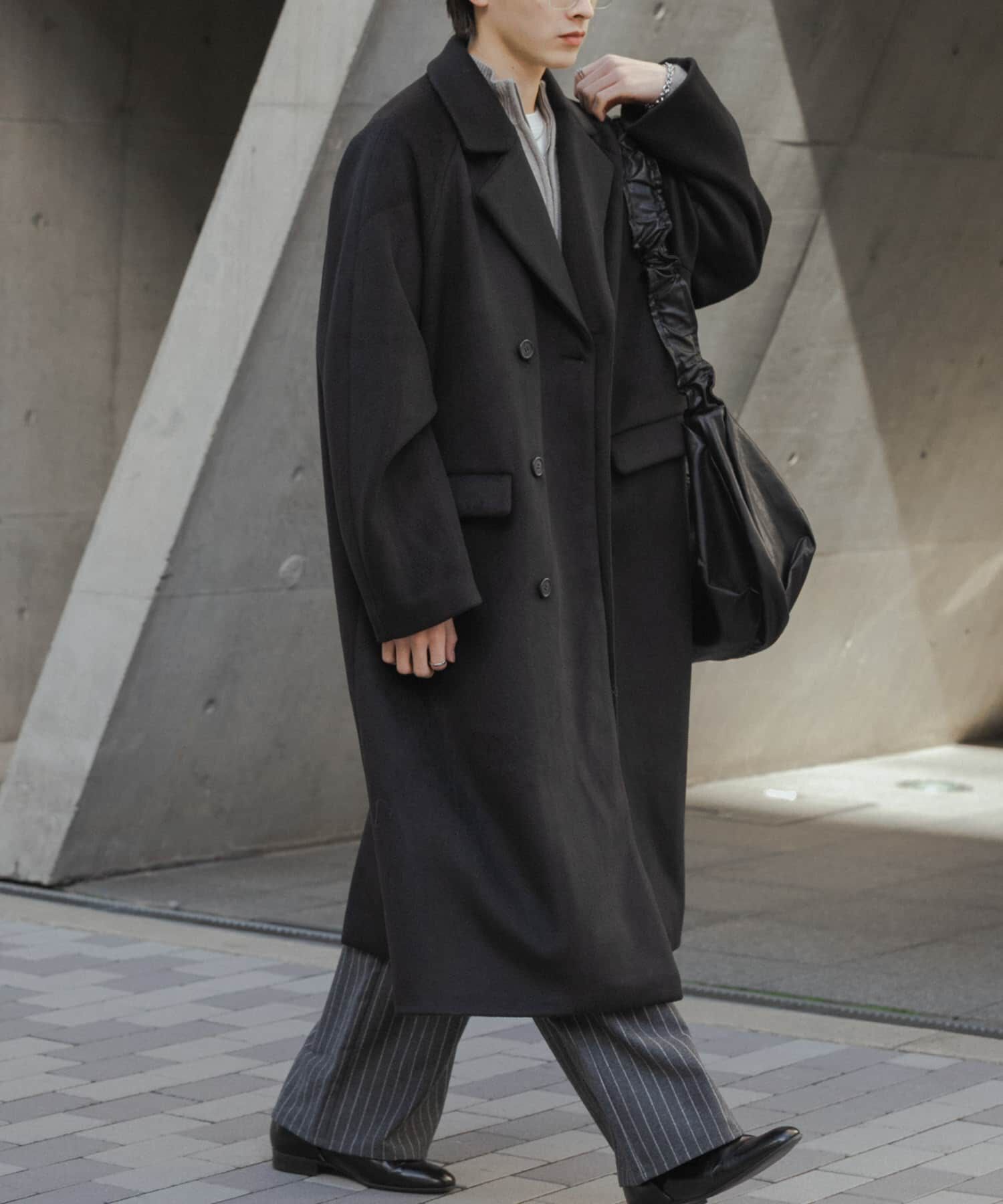 SENSE OF PLACE by URBAN RESEARCH「ウールブレンドダブルロングコート」|ノーカラーコート|