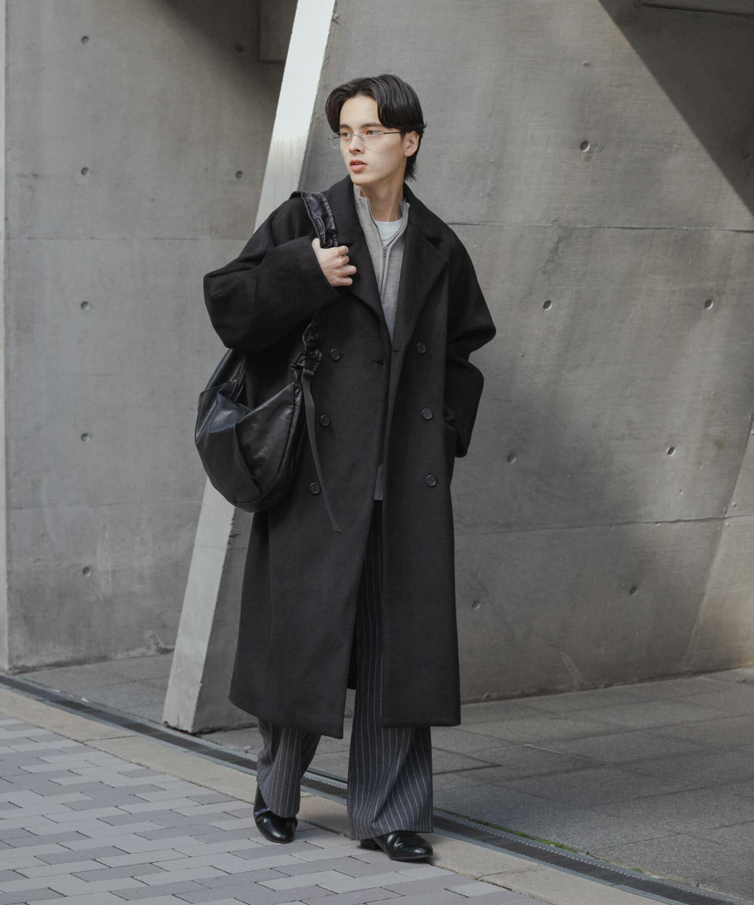 SENSE OF PLACE by URBAN RESEARCH「ウールブレンドダブルロングコート」|ノーカラーコート|