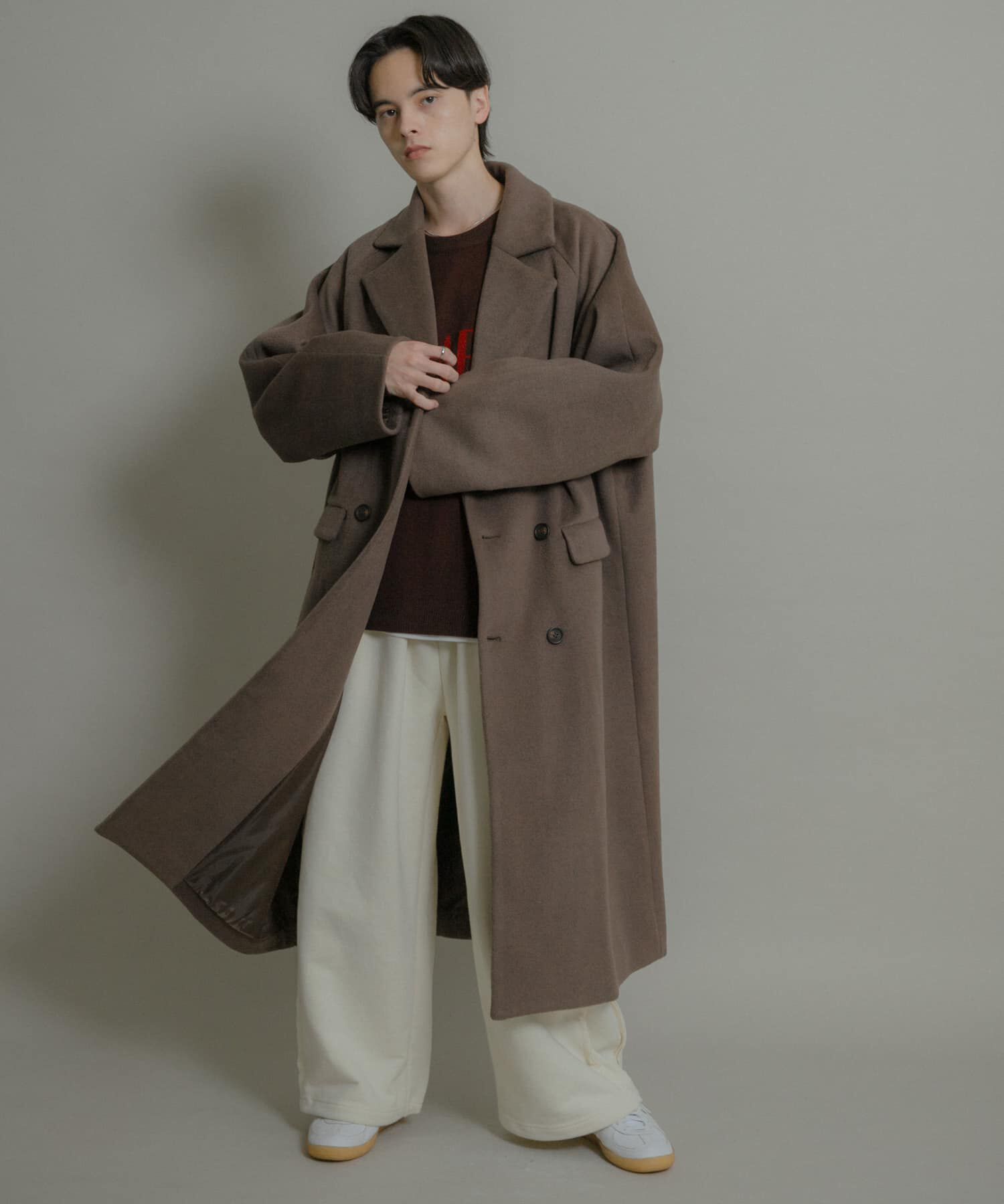 SENSE OF PLACE by URBAN RESEARCH「ウールブレンドダブルロングコート」|ノーカラーコート|