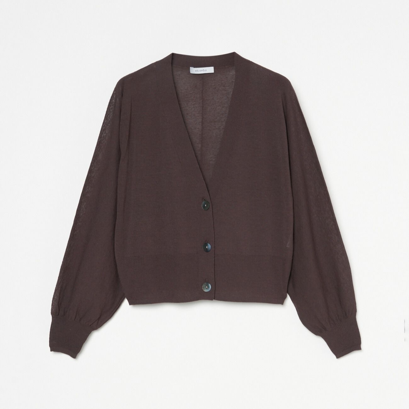 HELIOPOLE「HELIOPOLE SHEER KNIT CROPPED CARDIGAN」|ニット・セーター|ダークブラウン