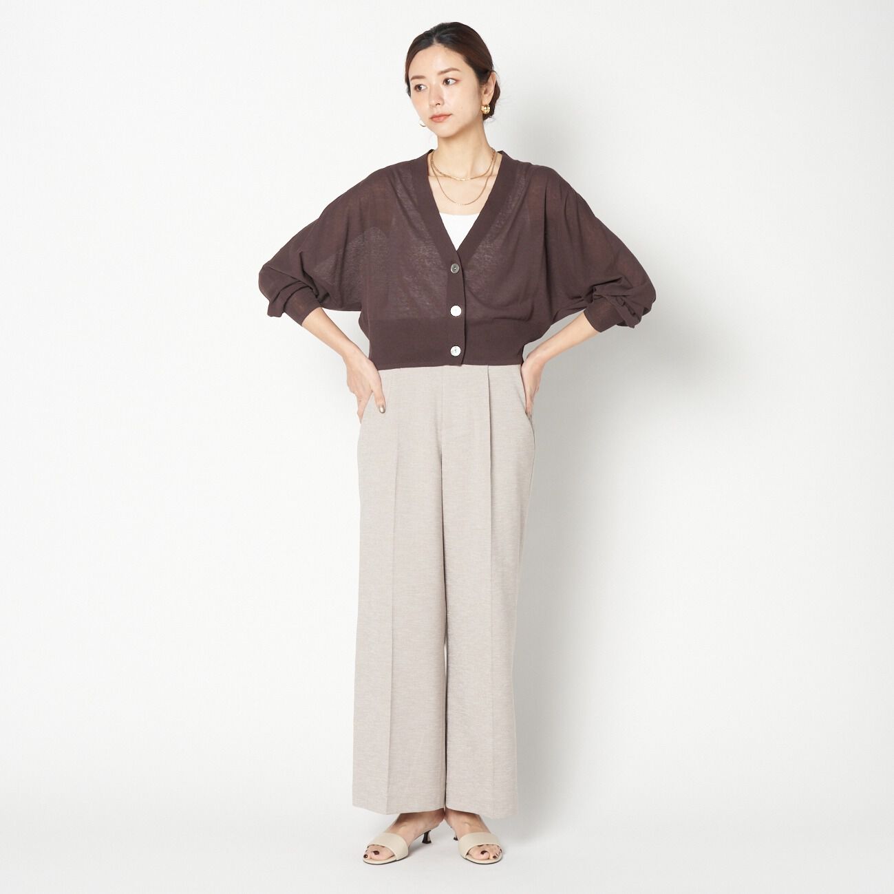 HELIOPOLE「HELIOPOLE SHEER KNIT CROPPED CARDIGAN」|ニット・セーター|