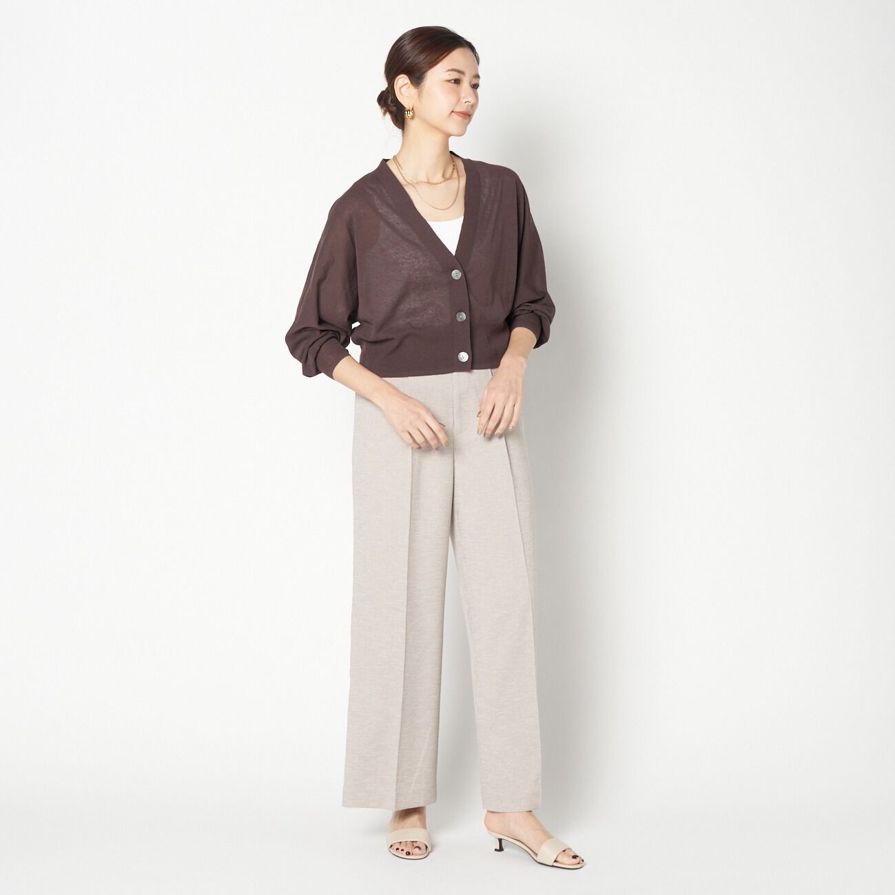 HELIOPOLE「HELIOPOLE SHEER KNIT CROPPED CARDIGAN」|ニット・セーター|