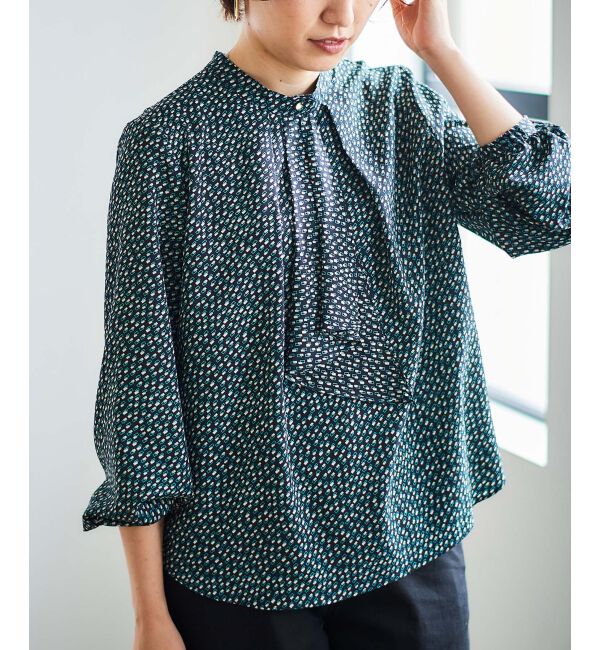 le.coeur blanc「幾何柄スカーフタイブラウス」|シャツ・ブラウス|ネイビー柄
