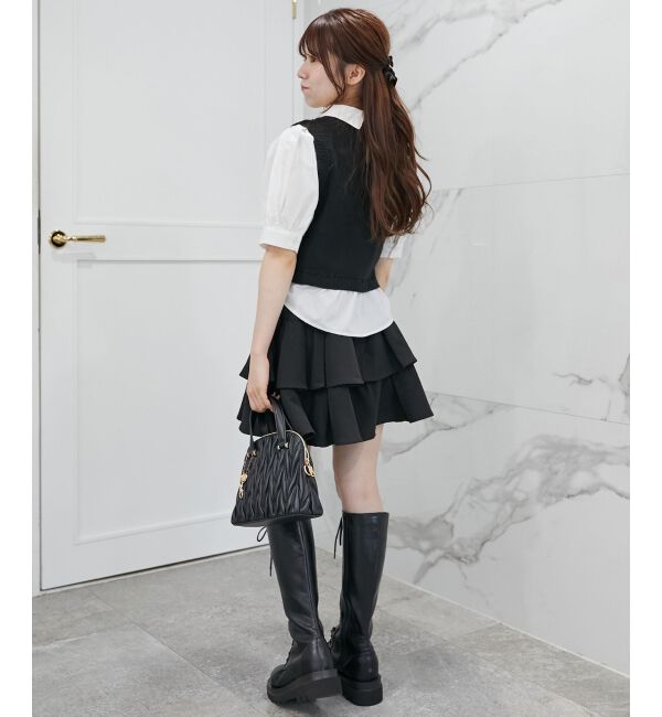 MAJESTICLEGON「シャツドッキングビジューニット」|ニット・セーター|