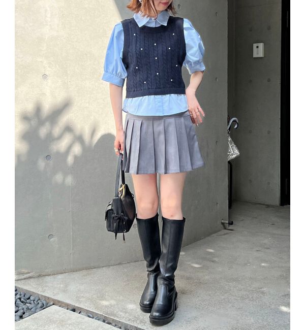 MAJESTICLEGON「シャツドッキングビジューニット」|ニット・セーター|