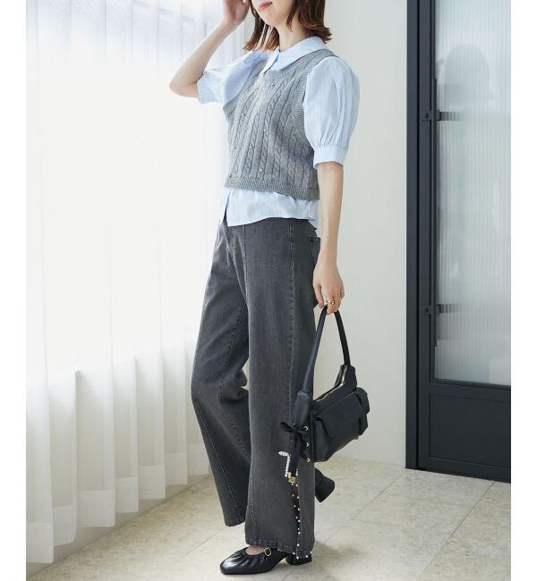 MAJESTICLEGON「シャツドッキングビジューニット」|ニット・セーター|