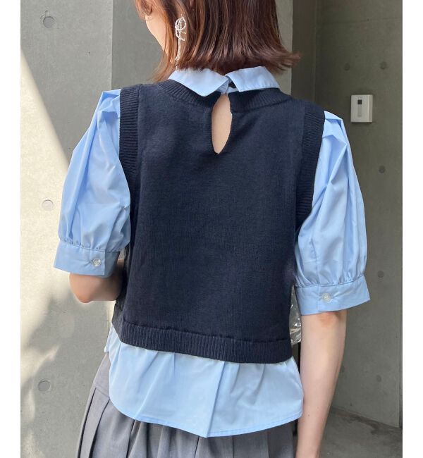 MAJESTICLEGON「シャツドッキングビジューニット」|ニット・セーター|