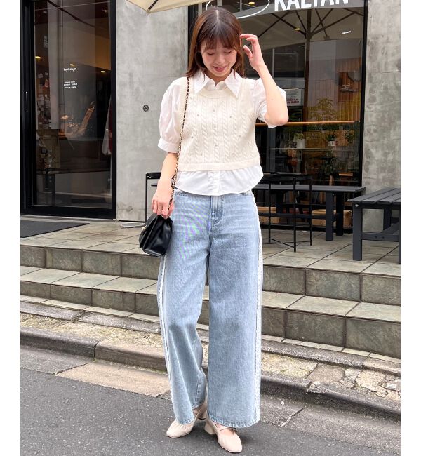 MAJESTICLEGON「シャツドッキングビジューニット」|ニット・セーター|