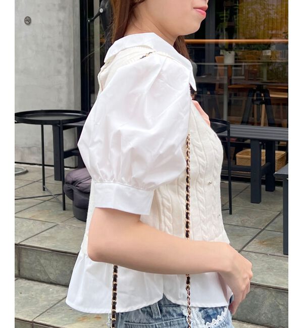 MAJESTICLEGON「シャツドッキングビジューニット」|ニット・セーター|