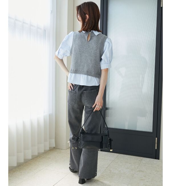 MAJESTICLEGON「シャツドッキングビジューニット」|ニット・セーター|