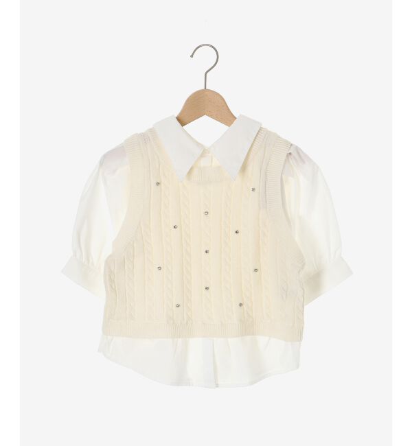 MAJESTICLEGON「シャツドッキングビジューニット」|ニット・セーター|