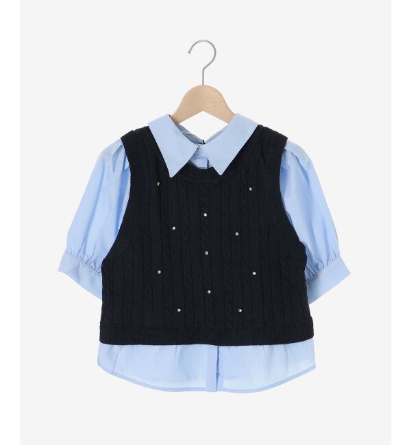 MAJESTICLEGON「シャツドッキングビジューニット」|ニット・セーター|