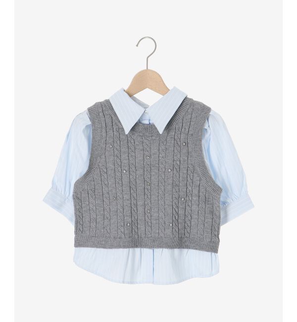 MAJESTICLEGON「シャツドッキングビジューニット」|ニット・セーター|