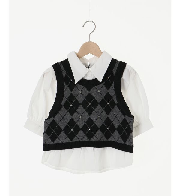 MAJESTICLEGON「シャツドッキングビジューニット」|ニット・セーター|