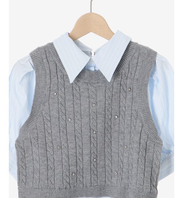 MAJESTICLEGON「シャツドッキングビジューニット」|ニット・セーター|