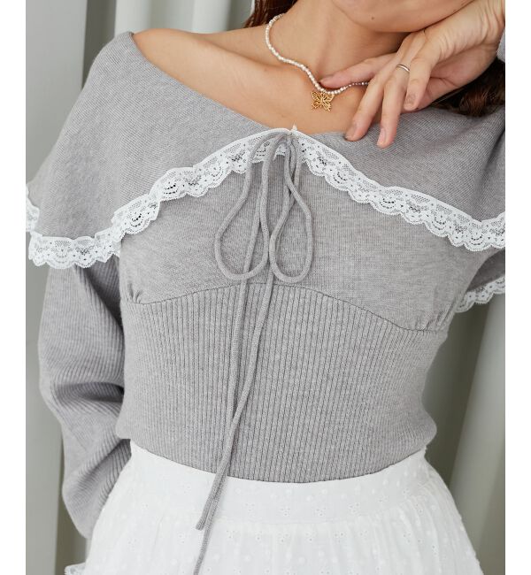 MAJESTICLEGON「レースカラー2WAYニット」|ニット・セーター|