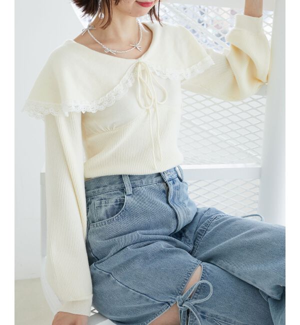 MAJESTICLEGON「レースカラー2WAYニット」|ニット・セーター|