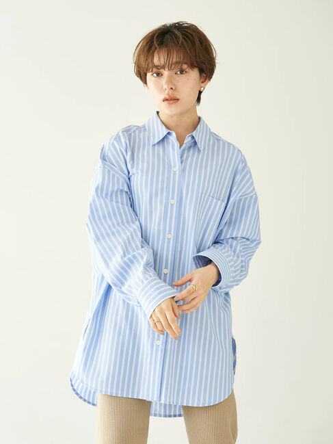 earth music&ecology「ビッグシャツ」|シャツ・ブラウス|ストライプサックス