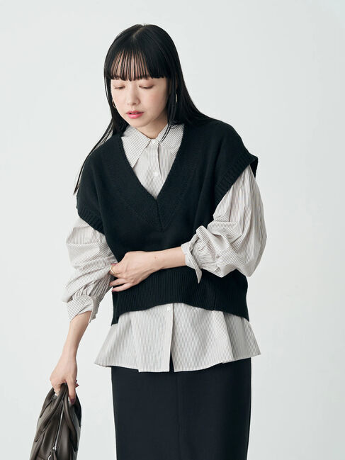 earth music&ecology「ガーターカラー天竺ニットベスト」|ベスト・ジレ|