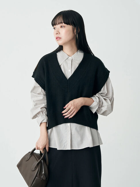 earth music&ecology「ガーターカラー天竺ニットベスト」|ベスト・ジレ|