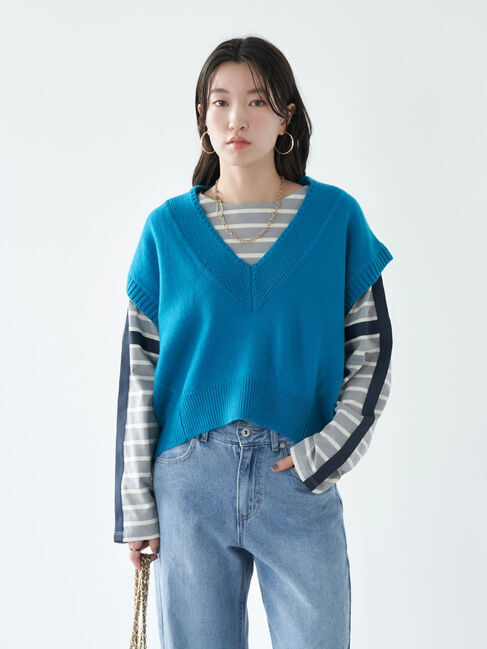 earth music&ecology「ガーターカラー天竺ニットベスト」|ベスト・ジレ|