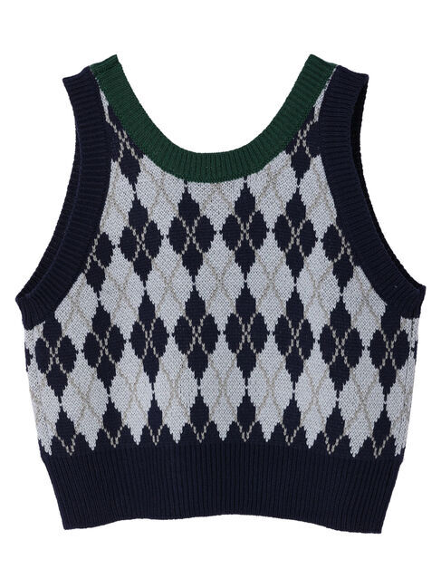 earth music&ecology「アーガイルニットショートベスト」|ベスト・ジレ|