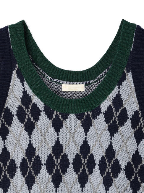earth music&ecology「アーガイルニットショートベスト」|ベスト・ジレ|