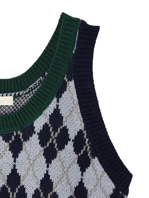 earth music&ecology「アーガイルニットショートベスト」|ベスト・ジレ|