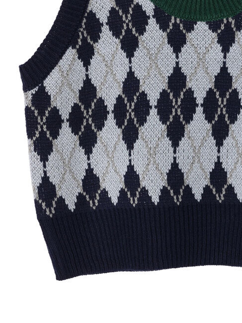 earth music&ecology「アーガイルニットショートベスト」|ベスト・ジレ|