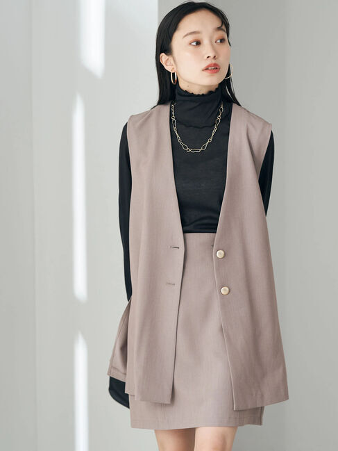 earth music&ecology「Vネックミドル丈ジレ」|ベスト・ジレ|