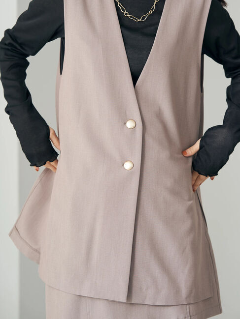 earth music&ecology「Vネックミドル丈ジレ」|ベスト・ジレ|