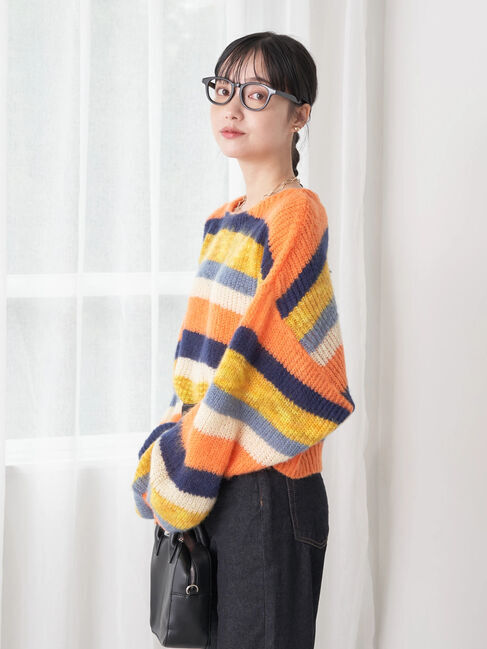 earth music&ecology「ヘアリーボーダーニットプルオーバー」|ニット・セーター|